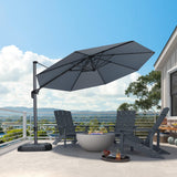 PURPLE LEAF Patio Outdoor Umbrella 11 Feet Round for Pool Light Grey