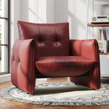 NessCarsti Faux Leather Lazy Chic Single Sofa Chair for Versatile Style,Red