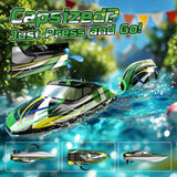DEERC Fast RC Boat with LED Lights, 30+KM/H, High Speed Remote Control Racing Boat, Self-Righting, 2 Batteries, 24+ Mins, 2.4GHz Pool & Lake Toys for Kids & Adults