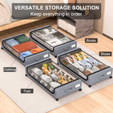 Under Bed Storage with Wheels: 6-Pack XXL 48L Underbed Storage Containers with Lids GoMaihe