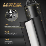 xffzroom Punching Bag for Adults, 4ft PU Leather 6 in 1 Heavy Boxing Bag Set, Punching Bag with 12oz Boxing Gloves, Hand Wraps, Hanging Bag for MMA Karate Kickboxing Muay Thai Boxing Home - Unfilled xffzroom