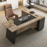 L Shape Executive Desk, Large Office Desk with Drawers & Shelves