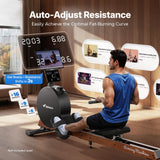 MERACH Pro-Grade Rowing Machines for Home, Smart Magnetic Rowing Machine with Self-Generation, Double Resistance and 400 LBS MAX Load, Wooden Tracks for Silent Sliding, MERACH App 1000+ Course & Games