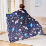 Wajade Toddler Fleece Space Blanket for Boys Kids 3D Rocket Planets Soft Throw Blanket Birthday Christmas Halloween Space Decor for Children 60"x80"