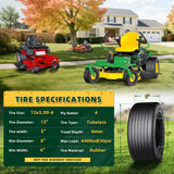 Wiltire 2 Pack 13x5.00-6 Lawn Mower Tubeless Tire,13x5-6 Riding Lawn mower Straight Rib Tread,13x5x6 nhs Tire for riding lawn mowe