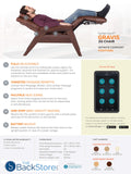 Human Touch Gravis ZG Zero Gravity Leather Massage Chair Recliner with Remote - Beech Wood - Bone Leather
