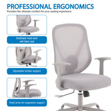 Office Star Products Ventilated Seating, Mesh Back Manager's Office Chair, Height-Adjustable Arms, Professional Office Seating, Lumbar Support, Grey