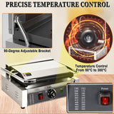 CTJ Commercial Panini Press with Grooved Grill Sandwich Maker 2200W 14"x11" Plates Sandwich Press with 122°F to 572°F Temp Control for Hamburger Steak Bacon in Home Kitchen