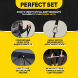 Long Resistance Bands for Working Out - Pull Up Assistance Bands with Handles, Door Anchor - Stretch Bands for Exercise Bands Resistance Bands Set (Black Set with Bar)