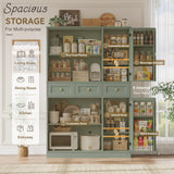 HITHOS 72" Tall Kitchen Pantry Storage Cabinet w/Drawers & Shelves, Green