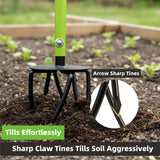 KLDOLLAR Hand Tiller Cultivator, Manual Twist Tiller with Sharp Arrow Tines, Extra-Wide Foot Plate Tills Effortlessly, Manual Tiller for Gardening, Soil Loosening, Flower Beds & Raised Beds