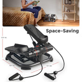 Sunny Health & Fitness 2-in-1 Power Stepper, Medium, 400 lb Weight Capacity, Resistance Bands, Height-Adjustable, Low-Impact Cardio, Bluetooth + SunnyFit App, SF-S021054