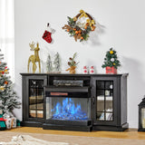LUXOAK 59" Fireplace TV Stand with 3-Sided Glass Electric Fireplace