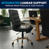 Flash Furniture Whitney Mid-Back Swivel LeatherSoft Desk Chair with Wheels