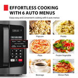 TOSHIBA ML-EM09PA(BS) Small Microwave Oven with 6 Auto Menus, Mute Function, LED Lighting Countertop Microwave Perfect for Kitchen, 0.9 Cu Ft, 10.6 Inch Removable Turntable, 900W Black Stainless Steel