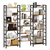 Bookshelves 6 Tiers Triple Wide Industrial Bookshelf, Large Etagere Bookshelf Open Display Shelves