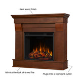 Real Flame Chateau 41” Electric Fireplace with Mantel for Living Room or Bedroom, Replaceable Fireplace Insert Heater, Realistic Log and Flame Effect, Remote Control, Timer