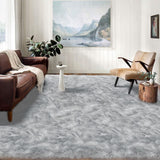 Latepis Washable Area Rugs 9x12 Living Room Gray Fur