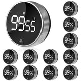 12 Pack Digital Kitchen Timer - Magnetic Kitchen Timer Visual timers Large LED Display Countup Timer 3 Volumes, 2 Brightness LevelsExtensively Use in Break Time, Cooking,Gym, Meeting, Classroom（Black）