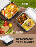 EAST OAK Cordless Electric Lunch Box for Adults, Heated Lunch Box Battery Powered with Automatic Heating, 5.5 Cups Portable Food Warmer with Removable Tray Divider
