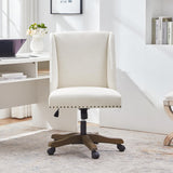 Upholstered Armless Office Chair Fabric Swivel Home Desk Chair with Wheels