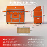 RENDGO NG 4 Cast Burners Outdoor Kitchen Grill Island, 99,000 BTU, Orange Painting