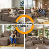 RENDGO 146" Oversized Boneless Sectional Sofa with Chaise,U Shaped,Coffee
