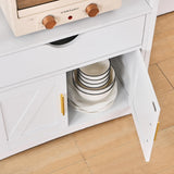 VECELO 3-Tier Microwave Stand with Charging Station, Freestanding Farmhouse Kitchen Rack for 1.0 Cu.Ft. Oven, Coffee Bar Cabinet with Drawer & Storage Shelves, White