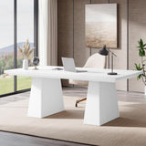 Tribesigns 63-Inch Executive Desk, Large Office Computer Desk with Double Pedestal, Modern Simple Workstations Writing Table Conference Table Business Furniture for Home Office, White