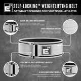 Self-Locking Weight Lifting Belt | Premium Weightlifting Belt for Serious Functional Fitness, Weight Lifting, and Olympic Lifting Athletes| Lifting Belt for Men and Women (Extra Small, White)