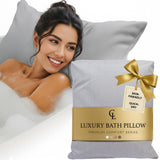 Luxury Bath Pillow for Tub - Thick and Comfortable Bathtub Pillow Support for Head and Neck and Back - Washable Quick-Drying Bath Pillows - Bath Cushion for Home Spa - Fits Any Bathtub - Light Gray