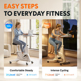 FLEXISPOT Exercise Bike with 2D Desktop, Space Saving Under Desk Bike with Removable Desk, Stationary Bikes Upright Indoor Bikes with 8 Level Magnetic Resistance Upgraded Pro Flywheel, V9 White