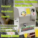 HQHAOTWU Sugar Cane Juicer Electric Sugarcane Juice Machine Vertical Sugar Cane Ginger Juicer 4 Stainless Steel Rollers Sugarcane Juice Press Extractor with Transformer 24V DC or 110V AC