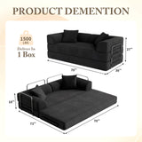 Cloud Boneless Convertible Sofa Bed, 5-in-1 Foldable Compressed High-Density Sponge Sofa, 70" Corduroy Fabric 2 Seater Sleeper Couch Futon Daybed for Living Room Bedroom (Black)