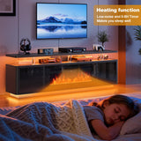 OneBlis 70" Fireplace TV Stand with Double LED Lights for TVs UP to 80", Electric Fireplace Entertainment Center with Storage Cabinets, TV Console for Living Room, Office, Black1