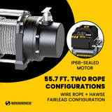 Novawinch Flex 8000 lb Utility Trailer Winch 12V Electric - IP68 Sealed Planetary Gearbox, 55.7 ft Wire Rope, Auto Load-Holding Brake, Waterproof Remote - Flatbed, Shop, Equipment, Car Hauler, SAE