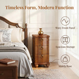 Tribesigns Nightstands Set of 2, No Assembly Narrow Wooden Bedside Table with Drawers, Retro Walnut Brown Tall Nightstand for Bedroom (2, Walnut Brown)