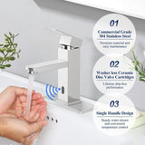 Herogo Touchless Bathroom Faucets Brushed Nickel Stainless Steel Automatic Motion Sensor Bathroom Faucet Herogo