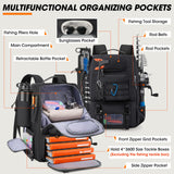 RAINSMORE 40L Fishing Backpack with Rod Holders & Cooler Compartment Water-Resistant Fishing Tackle Backpack with Rain Cover, Fits 4 x 3600 Boxes, Outdoor Gear Pack for Fishing & Camping