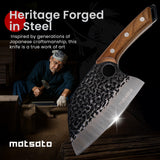Matsato Cleaver Knife – Japanese Steel Cooking Butcher Knife for Meat & Vegetables Chopping, 5.8 Inch Kitchen Knife, Kitchen Gift for Men & Women