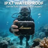 Lonzuer IP67 1 Meters Depth Waterproof Bluetooth Speaker, 10W Portable Wireless Shower Speaker with Handle, Loud Clear Sound Bass, 8H Playtime, Built-in Mic, for Beach Kayak Bike Outdoor Travel-Black