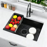 MONSINTA Black Kitchen Sink, Matte Black Granite Composite Kitchen Sinks with Accessories, 30 Inch Undermount Quartz Stone Kitchen Sinks, 30" x 19" x 9" Large and Deep Single Bowl Kitchen Sinks
