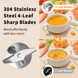 Cordless Immersion Blender Handheld, 4-in-1 Cordless Hand Blender with 500ml Chopper, 600ml Beaker & Egg Whisk, 8 Speeds, USB Rechargeable Handheld Blender Cordless – Smoothies, Baby Food (Black)