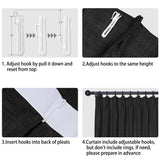 Macochico Extra Wide Pinch Pleated Linen Curtains for Sliding Door Patio Doors with Tieback, Natural Living Room Bedroom Curtain Privacy But Let Light in, 120”Wx96”L, Black, 1 Panel