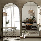 GLSLAND-34x76 inch Wall Mount Arched Full Length Mirror-Aluminum Alloy Frame High Definition-Full Body Mirror for Bedroom or Living Room,Black