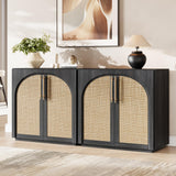 MorganBrig Storage Cabinet with Rattan Doors, 63'' W Arched Buffet Cabinet
