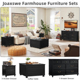 Joaxswe 24" Wide Farmhouse Night Stand Set of 2,Large End Table with 3 Drawers & Metal Handle,Wood Dresser for Bedroom Cabinet, Bed Side Table Chest of Drawers,Nightstand for Living Room,Closet,Black
