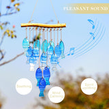 H&D HYALINE & DORA 23" Blue Glass Sea Wind Chimes - Handcrafted Fish Wind Chimes for Outside, Beach Party & Wedding Decor