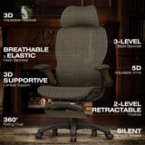 ELABEST X100 Ergonomic Mesh Office Chair with Footrest, Big and Tall Home Desk Chair with 5D Flip-Up Arms, Adjustable 3D Lumbar Support, Gaming & Executive Computer Chair (Coffee Break)