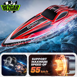 BEZGAR RC Boat, 16 inch Big Brushless Remote Control Boat for Adults and Kids, 55 KPH Large Fast RC Speed Boats with 2000mAh Battery, Ideal Waterproof Toy Boats for Lakes - HJ818PRO Red (Pack of 2)